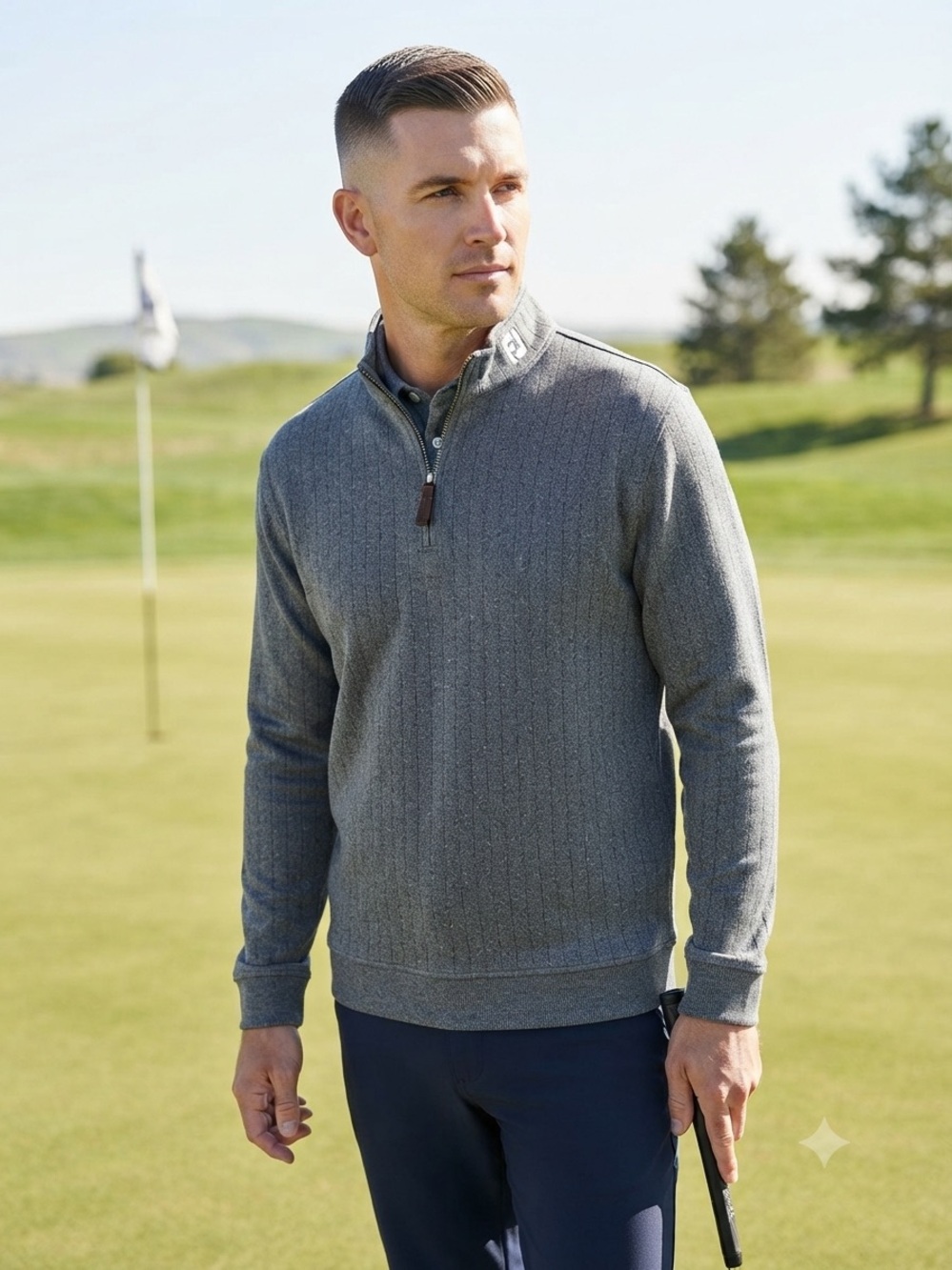 FootJoy Men’s Gray Performance Quarter-Zip Golf Pullover – Size Medium
